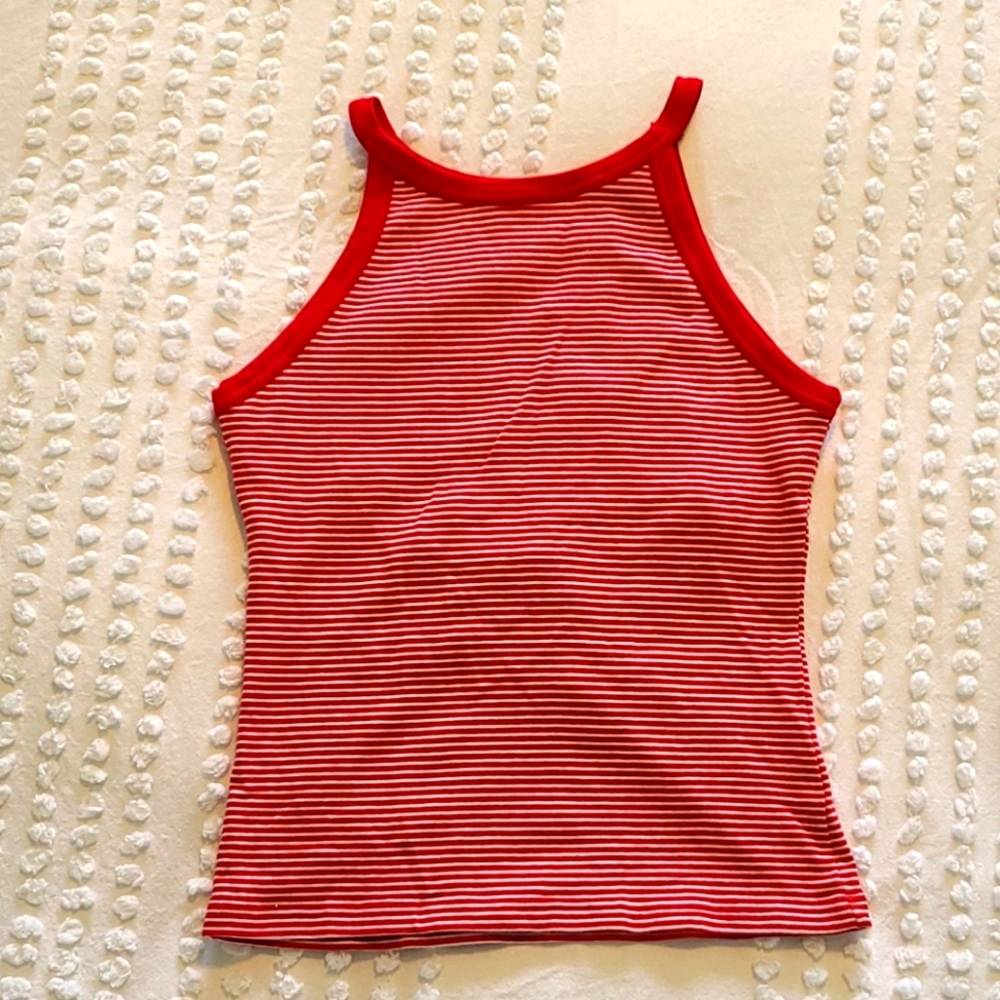 GAP Women's Red/White Striped Halter Top, M